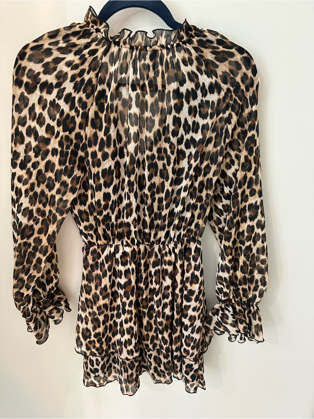 Mango Leopard Print Long-Sleeve Ruffle Dress - Picture 8 of 8